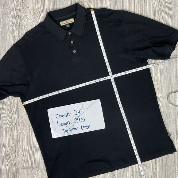 Tommy Bahama Men’s Size Large Silk Black Short Sleeve Polo Shirt - Picture 8 of 8